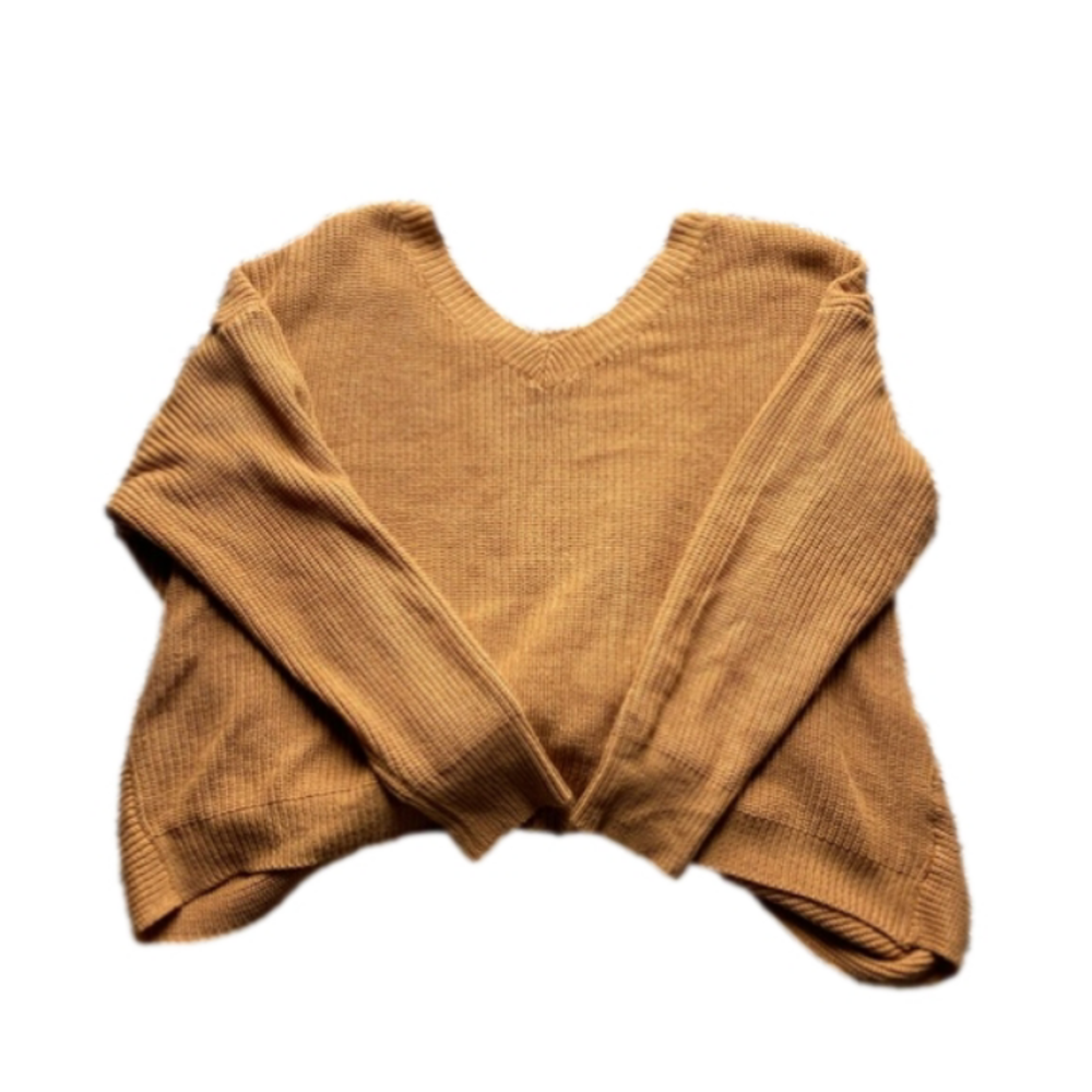 Tan sweater 3X oversize criss cross back EUC incredibly soft fawn chunky knit